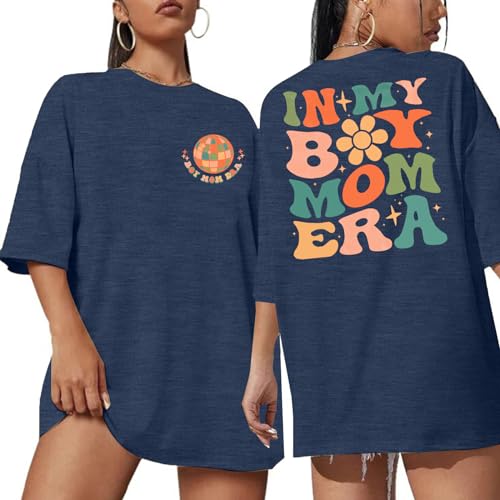 Image of EGELEXY Women Oversized Tshirt Auntie Shirts Mama Outfit Aunt T-Shirts Holiday Short Sleeves Tees