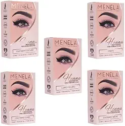 Combo 5 Unidades Henna Menela Para Sobrancelha + Fixador