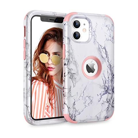 WE LOVE CASE Compatible with iPhone 12 Mini Case 5.4 inch, Marble Design Anti-Scratch Rugged Hybrid High Impact Soft Silicone Shockproof Hard PC Protective Phone Case for iPhone 12 mini - Rose Gold Cover