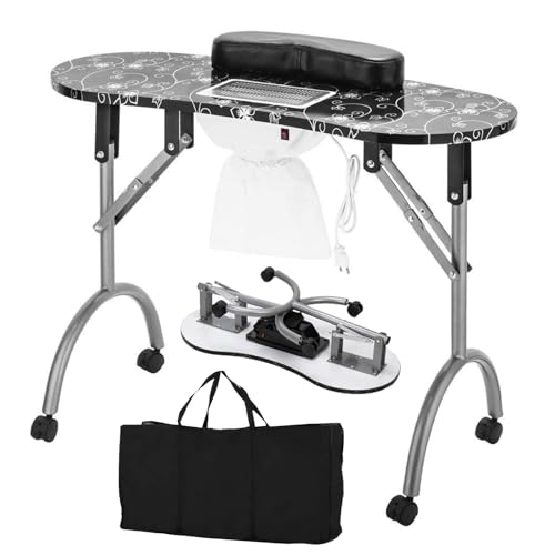 Faltbarer Nageltechniker-Arbeitsplatz mit elektrischem Staubsammler und Rädern für tragbare Saloneinrichtung