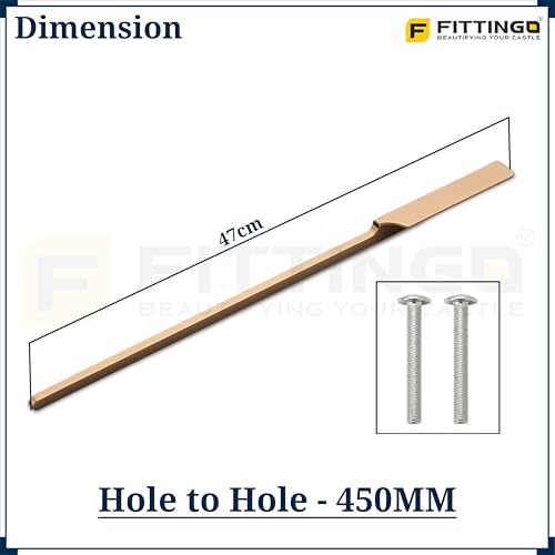 Image of Goldcrest 47cm Handle for Wardrobe & Cabinet /Cupboard Handle /Wardrobe Handle /450mm Hole to Hole (PVD Rose Gold) Pack of 2 (Left - Right)-| 3 Years Warranty |