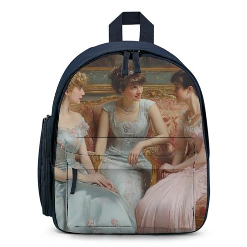 Victorian-Women-Gossips Cute Backpack Lightweight Mini Shoulder Bag Travel Daypack for Camping Picnic Blue-style