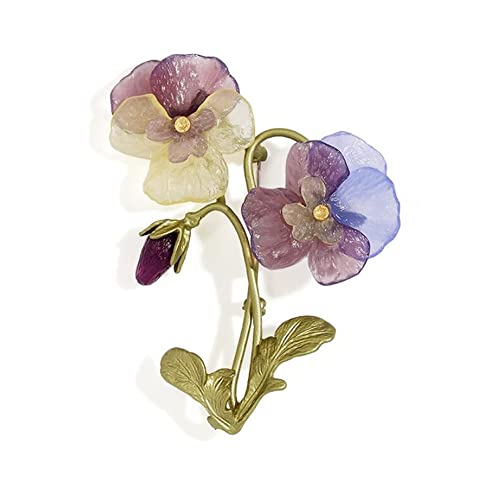 Broche pensée en bronze au design double fleur pour sublimer une tenue féminine élégante