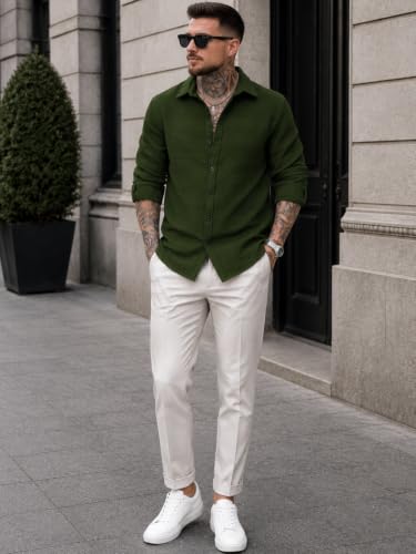 Image of GRECIILOOKS Casual Shirt for Men's | Full Sleeve Textured Shirts for Men | Regular Fit Wrinkle Free Premium Shirts for Man | Biker Streetwear Office Travel Dinner Style
