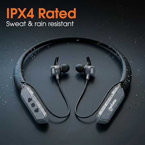 Image of MANHATTAN Bluetooth Wireless Neckband Headphones - Work Earbud Earphones with 15H Playtime, Noise-Isolating, IPX4 Water Resistant, Built-in Mic - for Work, Music, Calls (Black /Space Gray)