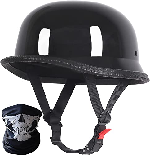 Vintage German Style Motorcycle Helmet, Thin Skull Cap Half Helmet For Adult Men Women, Novelty Dot Approved Half Shell Helmet, Retro Half Face Helmet For Cruiser Scooter Chopper E,M #TOP12
