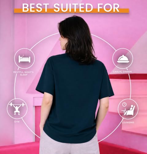Image of Sleepynuts Women Oversized T-Shirt 220 GSM Heavyweight Cotton Rich Baggy Fit Drop Shoulder Round Neck Half Sleeve