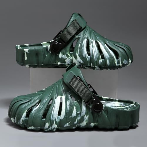 Image of Monstera Slippers, Variegated Monstera Shoes, Non-Slip Soft Lightweight Bathroom Slides Unisex