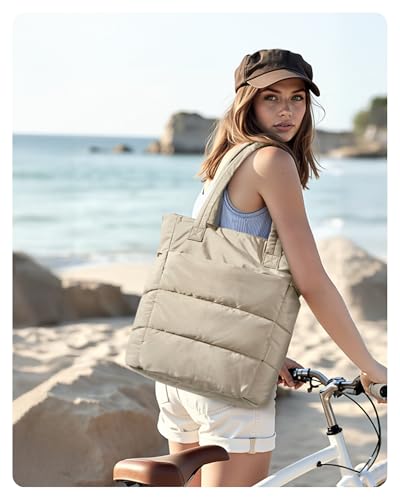 Image of BAGSMART Tote Bag for Women, Lightweight Puffy Tote Bag with Compartments Shoulder Bag Handbag for Travel, Work, Gym | Lightweight