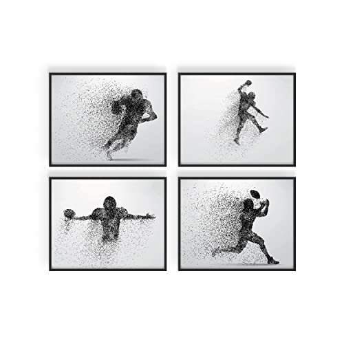 Football Wall Art - Football Posters - Football Room Decor, Sports Wall Decor - Football Poster, Football Themed Bedroom Decor - Football Wall Decor - Football Decor - Set Of 4 (8X10) Unframed #TOP8