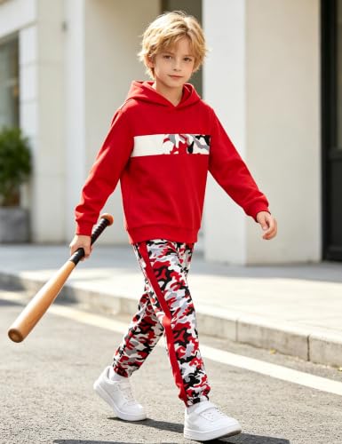 Image of Boys Clothes Boy Outfits 2-Piece Long Sleeve Hoodie and Camouflage Pants Boys Fall Winter Clothes for 6-16 Years