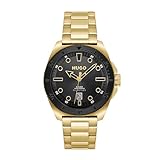 HUGO Orologio Analogico al Quarzo da uomo con cinturino in acciaio inossidabile dorato - 1530304, Black