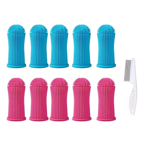 Lonwiner 10 unidades cepillo de dientes para perros, limpieza de dientes para perros, cuidado dental, cepillo de dientes para gatos y perros pequeños, 2 colores