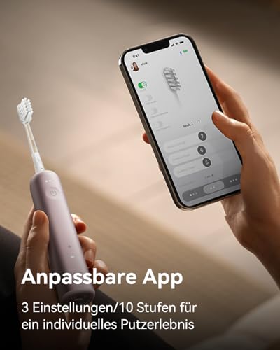 Laifen Wave elektrische Zahnbürste, Oszillation & Vibration elektrische Schallzahnbürste für Erwachsene mit 3 Bürstenköpfen, IPX7 wasserdicht magnetisch wiederaufladbar Reisezahnbürste (Alu Rosa) – Bild 7