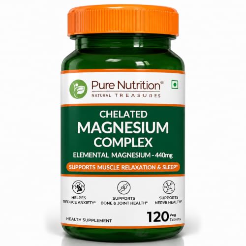 Pure Nutrition Chelated Triple Magnesium Complex Supplement - 120 Tablets | Magnesium Glycinate Complex With Citrate & Oxide Supplement Supports Bones Muscles & Nerves 1383mg Per Serving