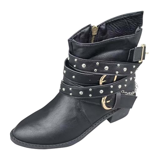 Bottines Chelsea Femme Cuir Classiques Bottine Combat Femmes Confortable AntidéRapante Chunky Talons Bas Bottes Cheville Chaussons LéGèRes Confortable...