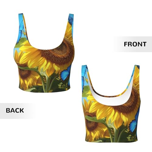 Camiseta deportiva para mujer Mexpekil para yoga y fitness con estampado de flores amarillas 6
