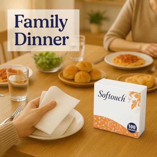 Image of Softouch 2 Ply tissue paper Napkin 40x40 cm 50 Pcs each-Set of 3