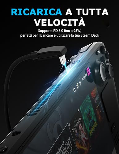 Docking Station Compatibile con Steam Deck | ROG Ally, 6-in-1 Steam Deck Dock con HDMI 4K@60Hz, Ricarica Rapida USB C 95W PD 3.2 Gen 1, Triplo Hub USB 3.2 Gen 1 (DS-SD6P) - Hdd - Immagine 2