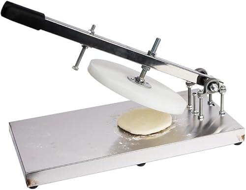 Máquina de prensa de masa de pizza de 9.5 pulgadas, prensa de pizza doméstica de acero inoxidable con placa portátil para masas comerciales Chapati