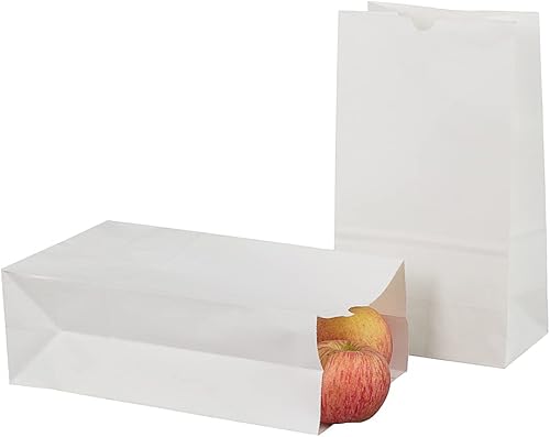 Vista 282 de Restaurantware Bag Tek - Bolsas de almuerzo desechables de 2 libras, 100 bolsas resistentes para llevar, parte inferior plana, ideal para Blanco