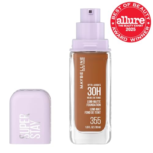 Image of Maybelline Super Stay Lumi-Matte Foundation, Lightweight and Buildable Full Coverage Foundation Makeup For Up To 30HR Wear, 355, 1 Count