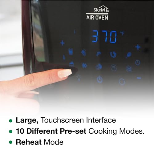 JML 12L Air Fryer Oven - 4 in 1 Rotisserie Airfryer to Cook, Fry, Roast, Bake and Dehydrate, No Oil Fry, Large Touchscreen, 10 Pre Set Modes, Reheat Mode - 2 Air Flow Racks, Cage and Drip Tray