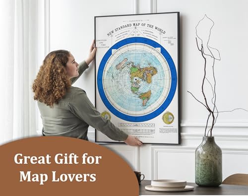 ArtCantHurtU Riley Creative Solutions 1892 Flat Earth Map - Alexander Gleason's New Standard Map of The World 24 x 36 Large Wall Art Poster