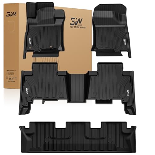 3W Floor Mats for Lexus GX460 2014-2023 (only for 7 seat) TPE All Weather Custom Fit Floor Liner 1st 2nd&3rd Rows Car Mats Black