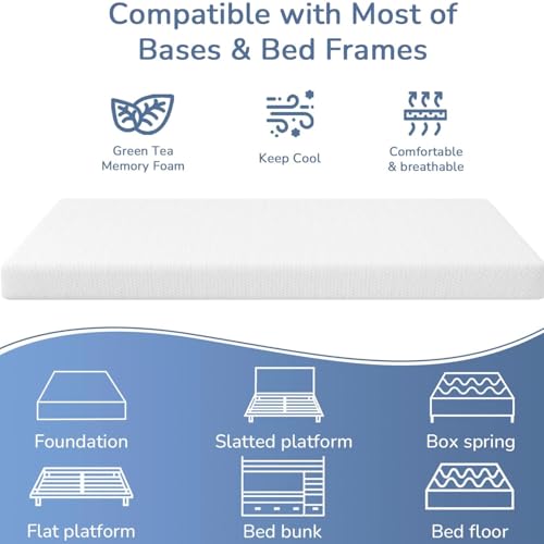 Image of PayLessHere 5 inch Memory Foam Mattress Cooling Gel Green Tea Infused Mattress,Fiberglass Free,CertiPUR-US Certified,Cooler Sleep Supportive & Pressure Relief,White California King