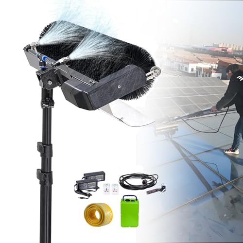 Kit Asta Idropulitrice per Pannelli Fotovoltaici/Solari | Pulizia off-Grid con Batteria 26Ah, Autonomia 4-5h | Asta Regolabile 3.5-7.5m + modalità Alimentazione Acqua,7.5m