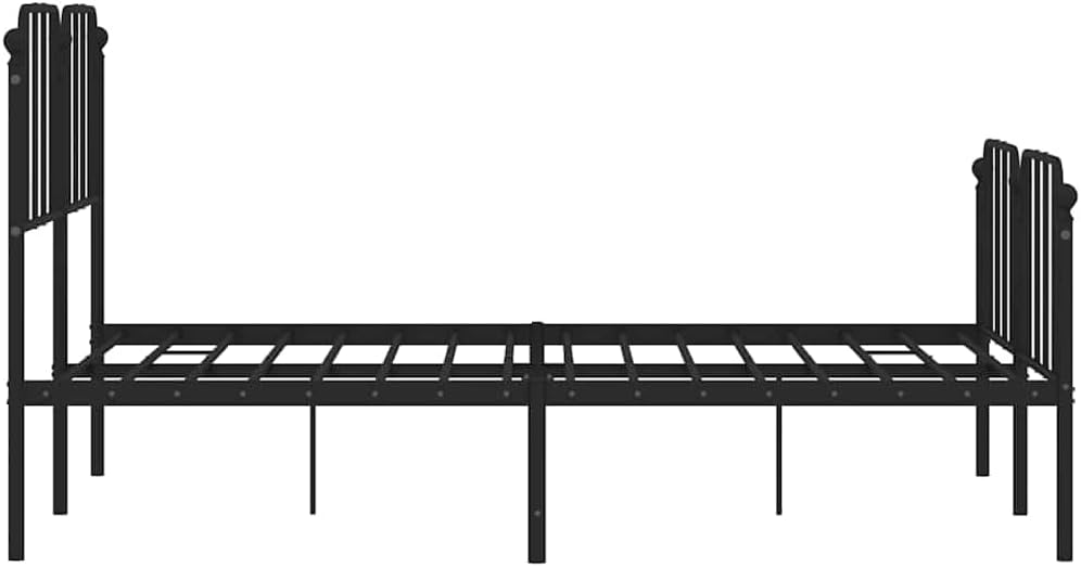 vidaXL Queen Metal Bed Frame with Headboard and Footboard, Under Bed Storage Space, Sturdy Steel Construction and Easy Assembly, Minimalist Style, Black, 12'' High, Without Mattress