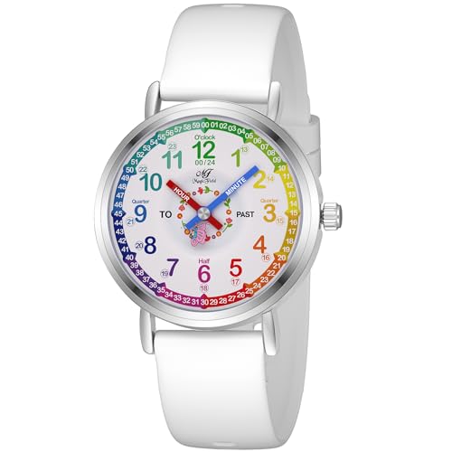 Image of ManChDa Kids Watch for Girls Analog Watch Childrens Toddler Watch for Kid 8-12 Tell Time Watch Easy to Read Teaching Watch Time Learning Study Time Teacher Watch Kids Gift Christmas