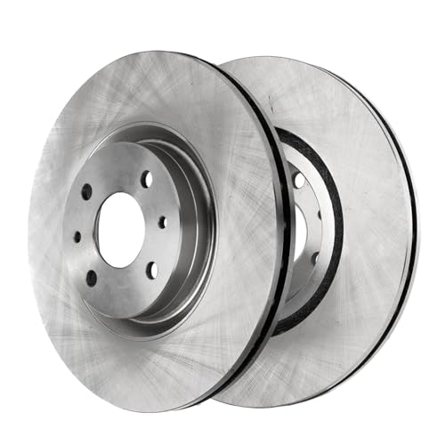Image of Detroit Axle - 4pc Front Brake Kit for 2013 2014 2015 2016 2017 2018 2019 | Fiat 500, Disc Brake Rotors Ceramic Brake Pads Replacement 11.18 inch inch Rotors