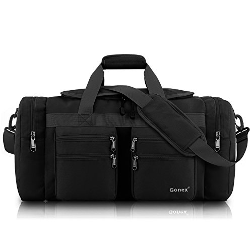 Gonex 45L Travel Duffel Bag Gym Bag Sports Duffle Bag Weekender Bag Luggage Duffel for Men Women for Hiking Camping Travelling Cycling with Multi-Pockets Black