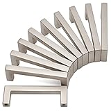 KOOFIZO Solid Square Bar Cabinet Handle - Brushed Nickel Furniture Pull, 3 Inch/76mm Screwhole Distance, 10-Pack for Kitchen Cupboard Door, Bedroom Dresser Drawer, Bathroom Wardrobe Hardware