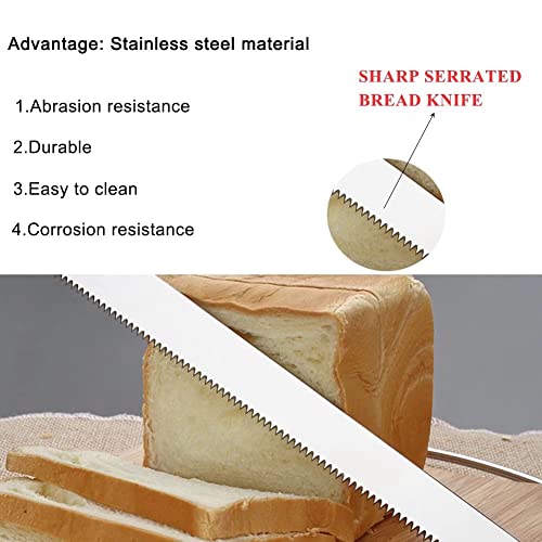 Lokilux Serrated Bread Knife 12 Inch Blade,Cut Bread/Cake/Bagels,For Homemade Bread,Baker's Knife For Slicing(Total Lenght 16.7 Inch),2 Pack #TOP1