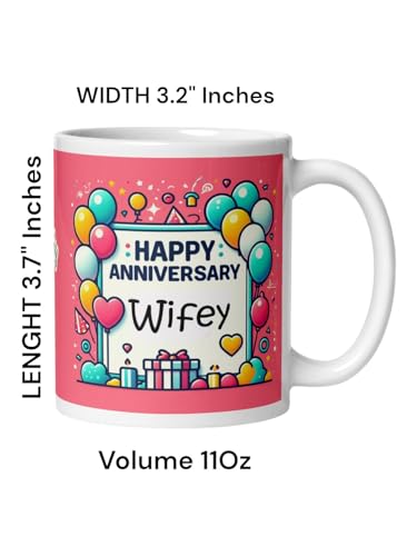 Image of Better Gift Flowers Happy Anniversary Wifey with Message Mug, Round Shaped Multicolor Themed Coffee Mugs, Mug for Gifting, Gifting Items for Family, Friends & Closed Ones