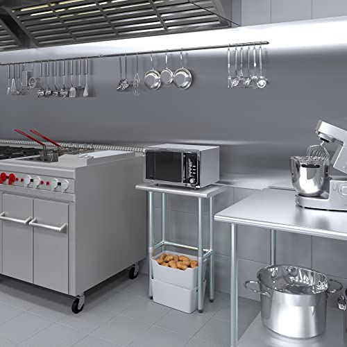 Image of AmGood Stainless Steel Work Table Open Base | Metal Work Bench (Stainless Steel Table Open Base, 24 inch Long x 14 inch Deep)