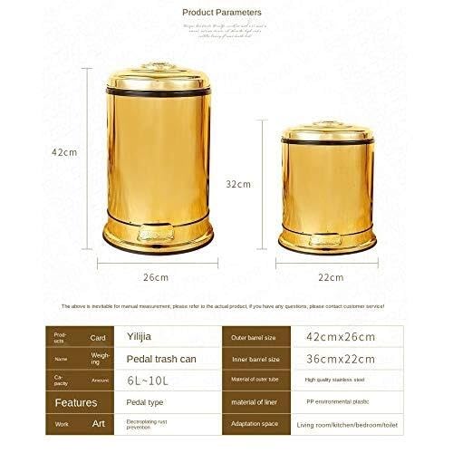 Caneca de basura metálica con pedal dorado 6L miniatura 5