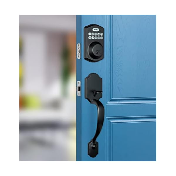 Revolo RE001 Electronic Keypad Deadbolt, Keyless Entry Door Lock, Keyed Entry, Auto Smart Lock with Handle, Front Handle Sets, Anti-Peeking Password, Matte Black