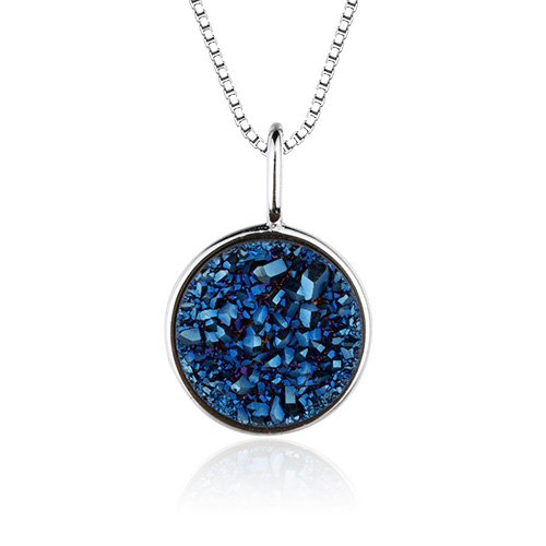 INACY Women Necklace Pendant， “ Star Sea ” 925 Sterling Silver 10mm Round Blue Crystal Clusters Jewellery Gifts for Women