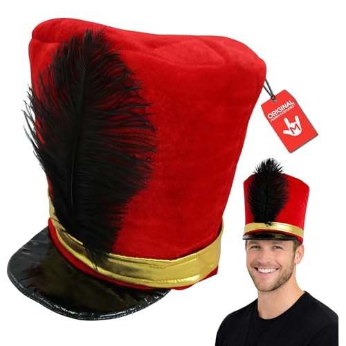 Nicky Bigs Novelties Soldier Hat Drum Major Hat Marching Band Hats Nutcracker Hats Nutcracker Costume For Adults Majorette Costume - Red