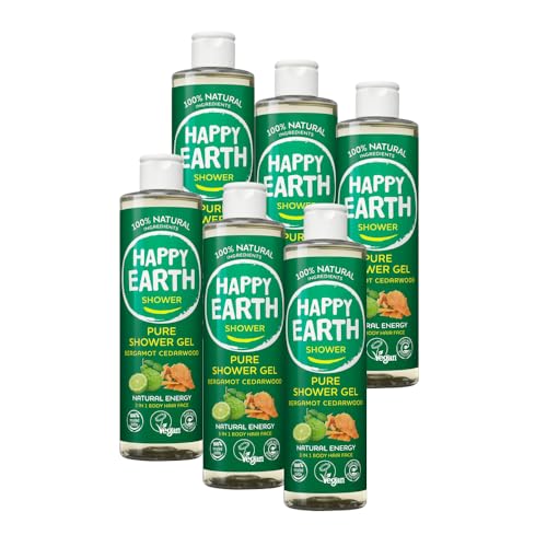 Happy Earth Duschgel - Für Damen und Herren - Duschgel - 100% Natürliche Inhaltsstoffe & Vegan - Bergamot Cedarwood - 300 ML