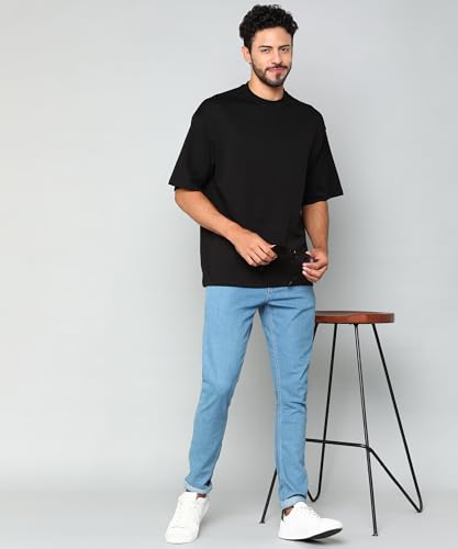 Image of Alan Jones Clothing Men's Oversized Solid T-Shirt | Premium Heavy Fabric | Crew Neck Casual Wear