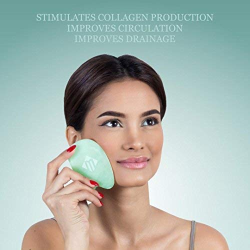 The Original Himalayan Chi Jade Roller and Gua Sha Tools For Face and Body by Matykos - Patented Plastic Inserts for a Non-Squeaky Experience - Certified Green Xiuyan Jade Kit and Instruction Brochure