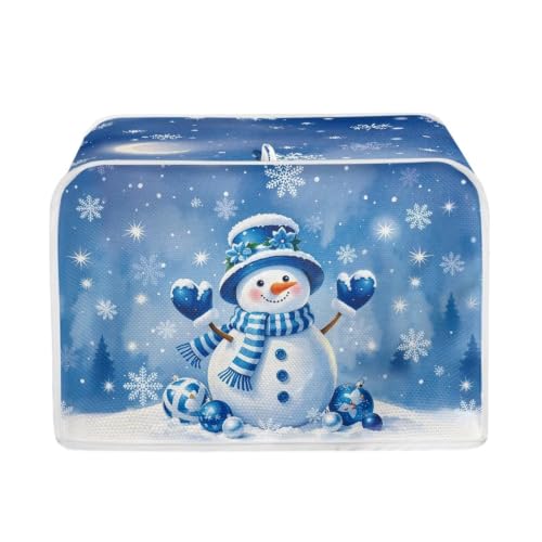 Image of Blue Snowman 4 Slice Toaster Cover Christmas Decor