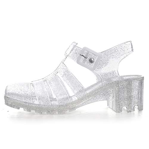 Hee grand Crystal Jelly Heel Sandals for Women Summer Beach Jelly Shoes3