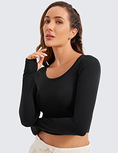 CRZ YOGA Butterluxe Long Sleeve Crop Tops for Women Slim Fit Workout Shirts Cropped Athletic Gym T-Shirts4