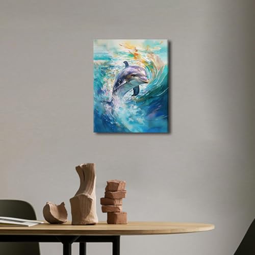 Tumovo T03-PAINTBYNUMBERS-15-DOLPHINS Cute Dolphin Paint By Numbers Kits thumb #1